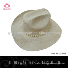 Großhandel neue Mode Papier Stroh Cowboy Hüte mit Perlen